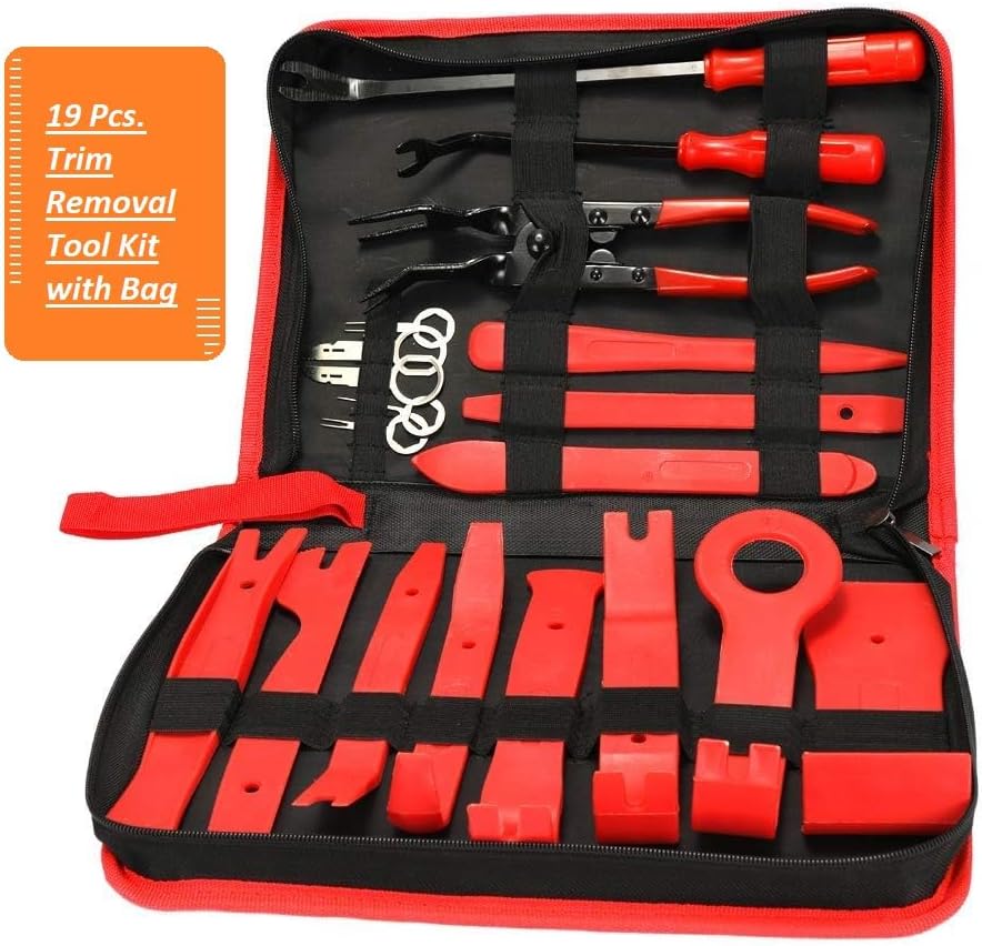 19 PCS Car Dashboard Trim Removal Tool Kit, Pry Tool Set, Car Panel Tool, Stereo Removal, Auto Clip Pliers Fastener with Storage Bag