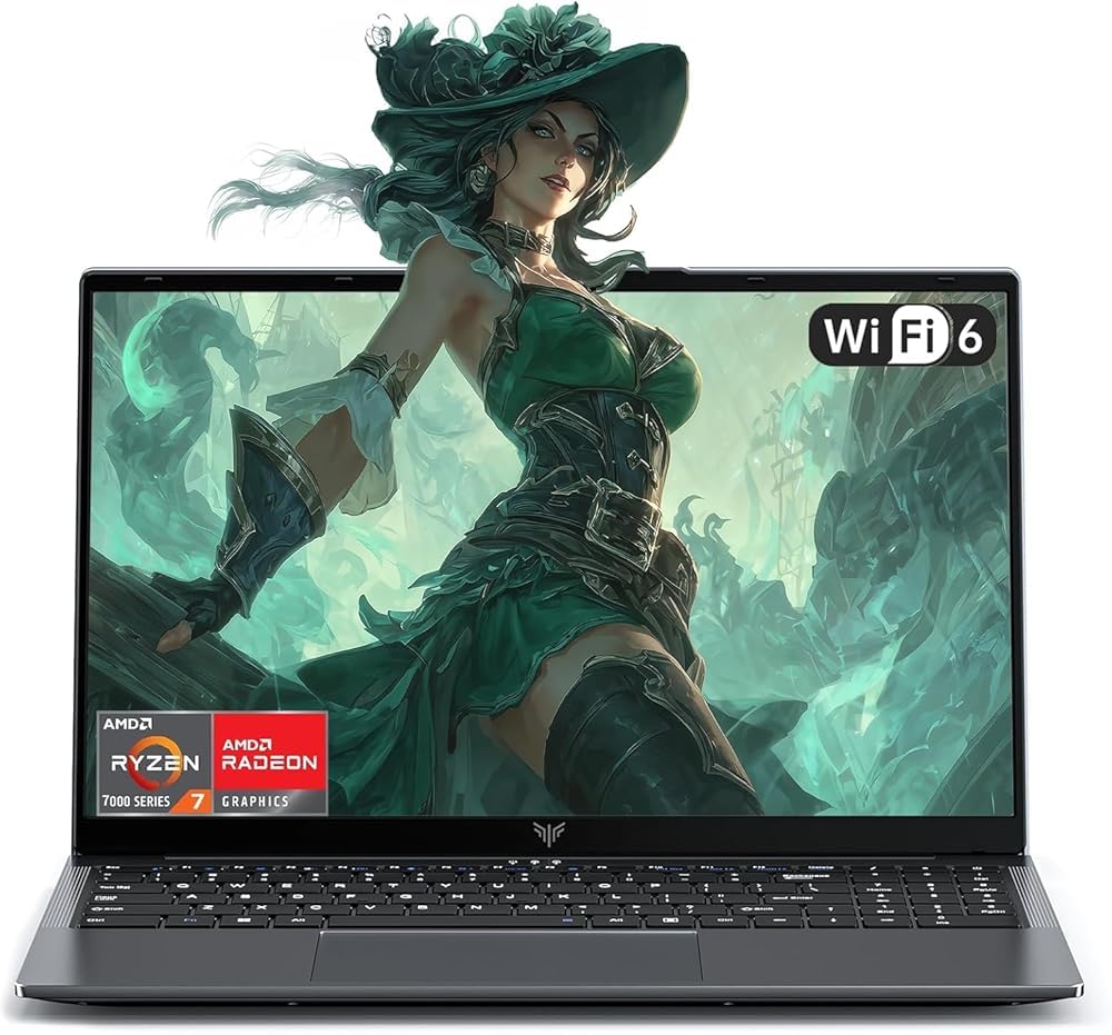 Ordenador Portátil para Juegos de 15,6 Pulgadas con AMD Ryzen 7 5700U,16 GB RAM, 512 GB SSD, Tarjeta Gráfica Radeon, WiFi 6, BT 5.2, HDMI, Type-C, USB 3.2,Portátiles de Alto Rendimiento