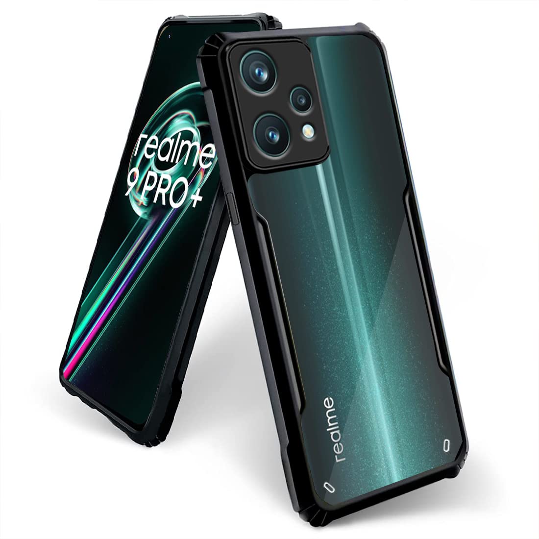 Fashionury Back Cover Case for Realme 9 Pro Plus (Shockproof | Hybrid TPU & PC | Transparent | Black Bumper) (B0C13WSPZ1) Amazon Price History, Amazon Price Tracker