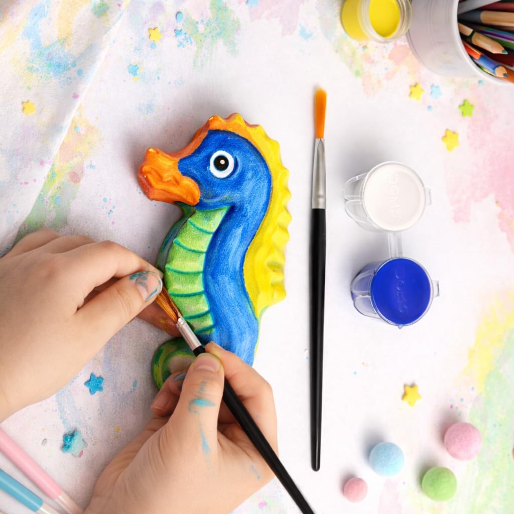 JECOLOP 3D DIY Painting Kit for Kids Paint Your Own DIY Figurine Craft Set Art & Craft Kit with Colors & Brush-Multiple Themes Creative Birthday Gift for Boys & Girls Age 6-12, 8-10 (Sea Horse) 2