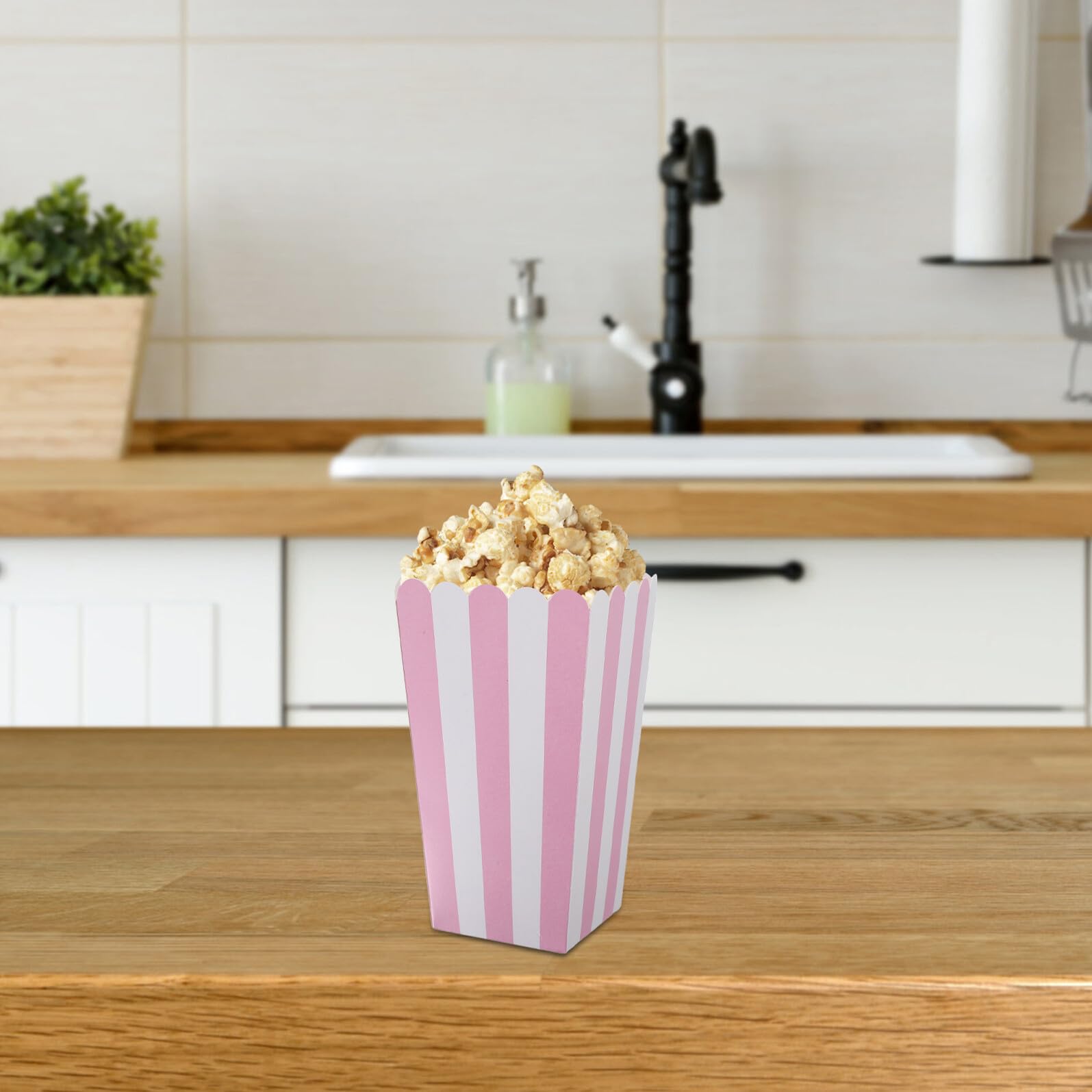 BESPORTBLE 100piezas Cubo De Palomitas De Maíz Rayas Caja De Papel Para Golosinas Noches De Cine Celebraciones De Cumpleaños