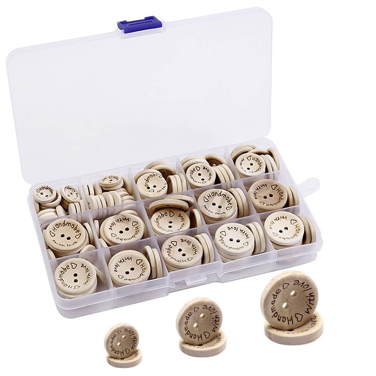 150 Pcs Wooden Buttons for Crafting