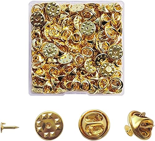 Miniatura 8 de 100 piezas de repuesto de metal con bloqueo de pasador, tachuelas de corbata de mariposa, protectores de pines para broche, insignias de uniforme de