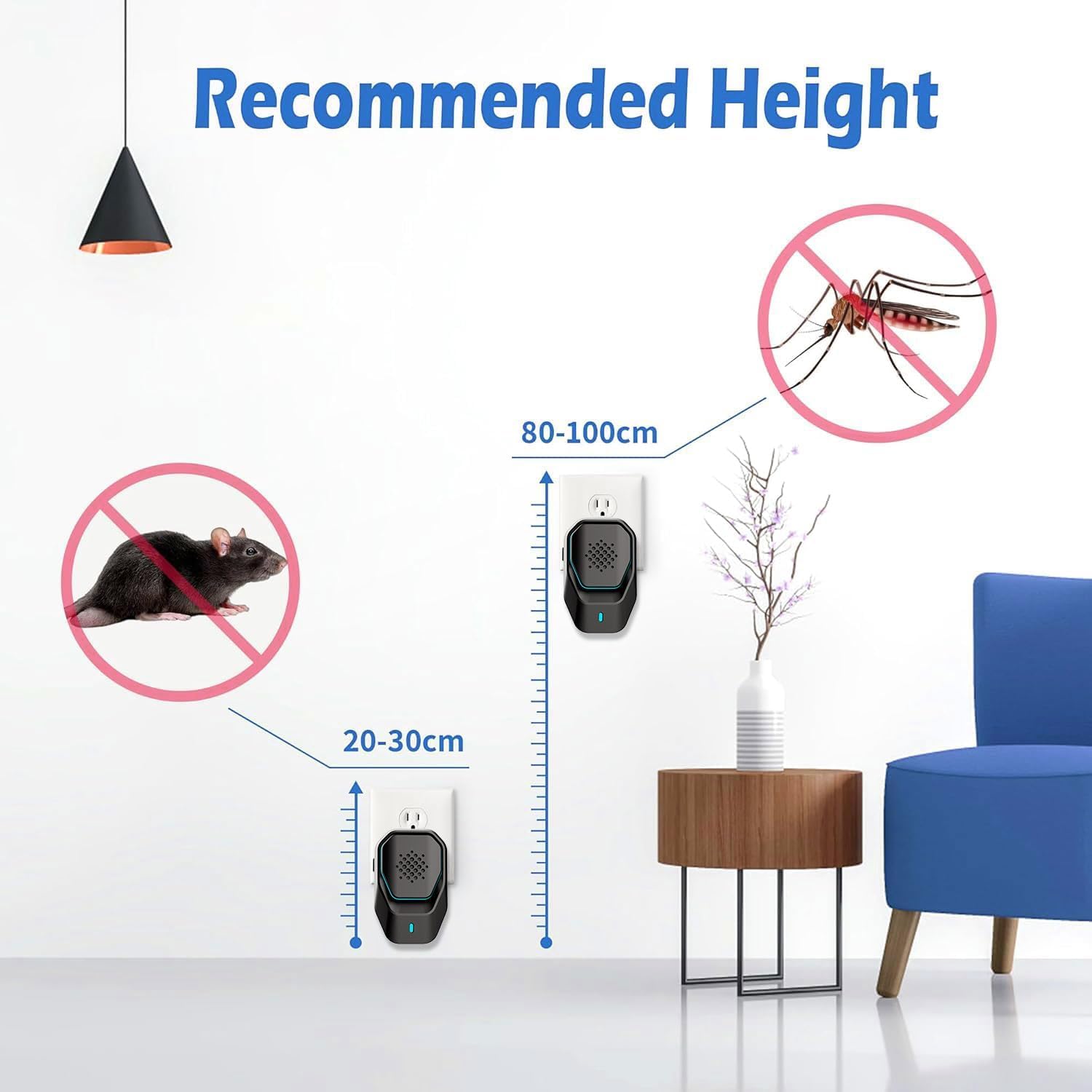 répulsif pour moustiques, Anti-moustiques à ultrasons,Souris, Fourmis, Mouches, araignées, cafards, 100% Professionnel et Efficace, répulsif à ultrasons électromagnétique Efficace (Paquet de 4)