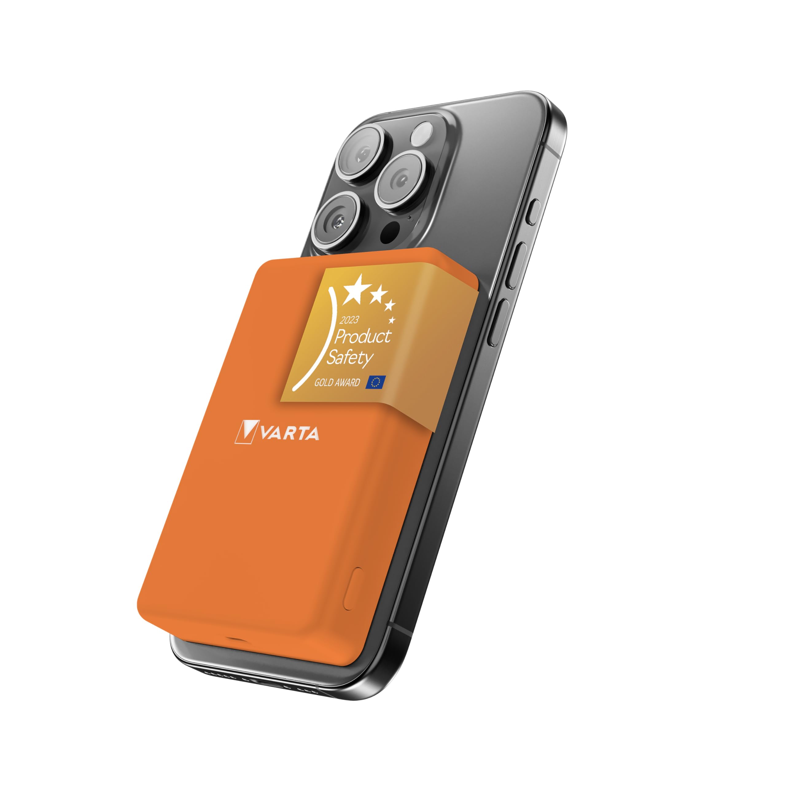VARTA Power Bank 5.000mAh, powerbank magnetico, Mag Pro Power on Demand, caricabatterie portatile con USB C, compatibile con MagSafe e Qi Standard (per compatibilità con iPhone e Android), arancia oranje 5.000 mAh