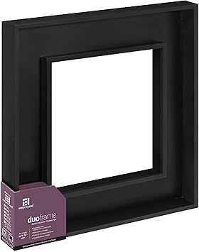 Ampersand Art Supply Duoframe | 12" x 12" | 2-in-1 Solid Hardwood Art & Canvas Frame in Black Finish for Painting Panels, Mounted Photos & Wall Artwork