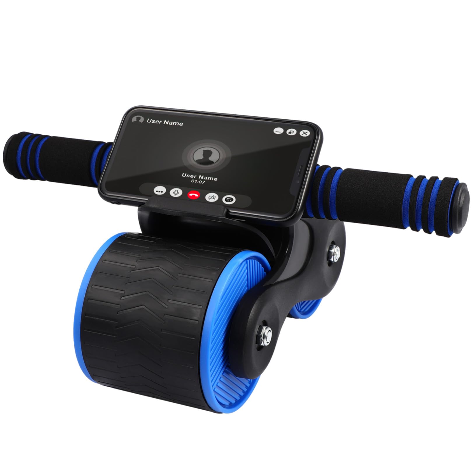 Automatisches Rebound Ab Wheel Roller mit Stabilen Doppelrädern und Kniematte Rutschfestes Bauchmuskelrad für Ganzkörpertraining Inklusive Smartphonehalter für Zufällige Farbe