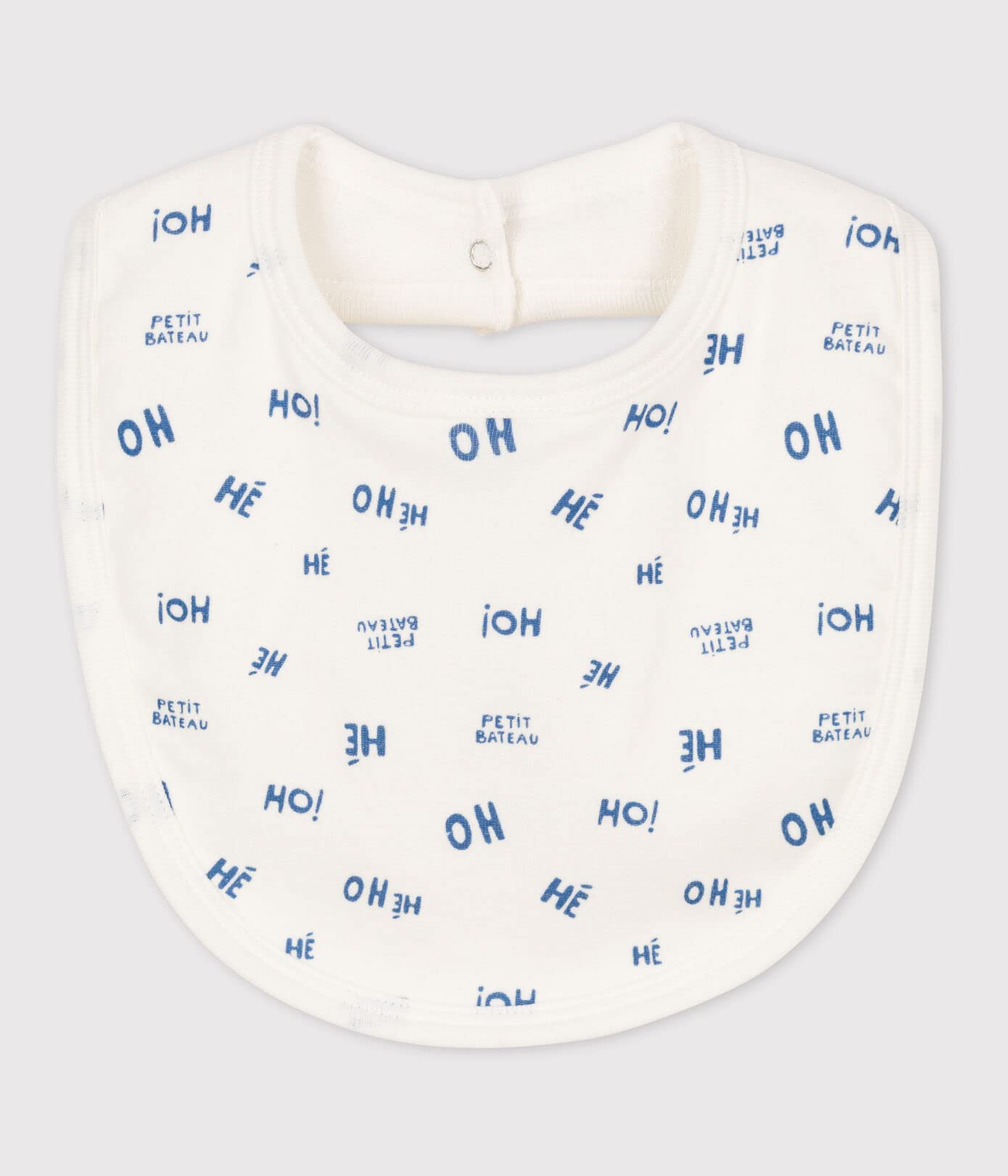 Petit Bateau Bavoir Mixte bébé, Blanc Marshmallow/Bleu Crepuscule, Taille Unique