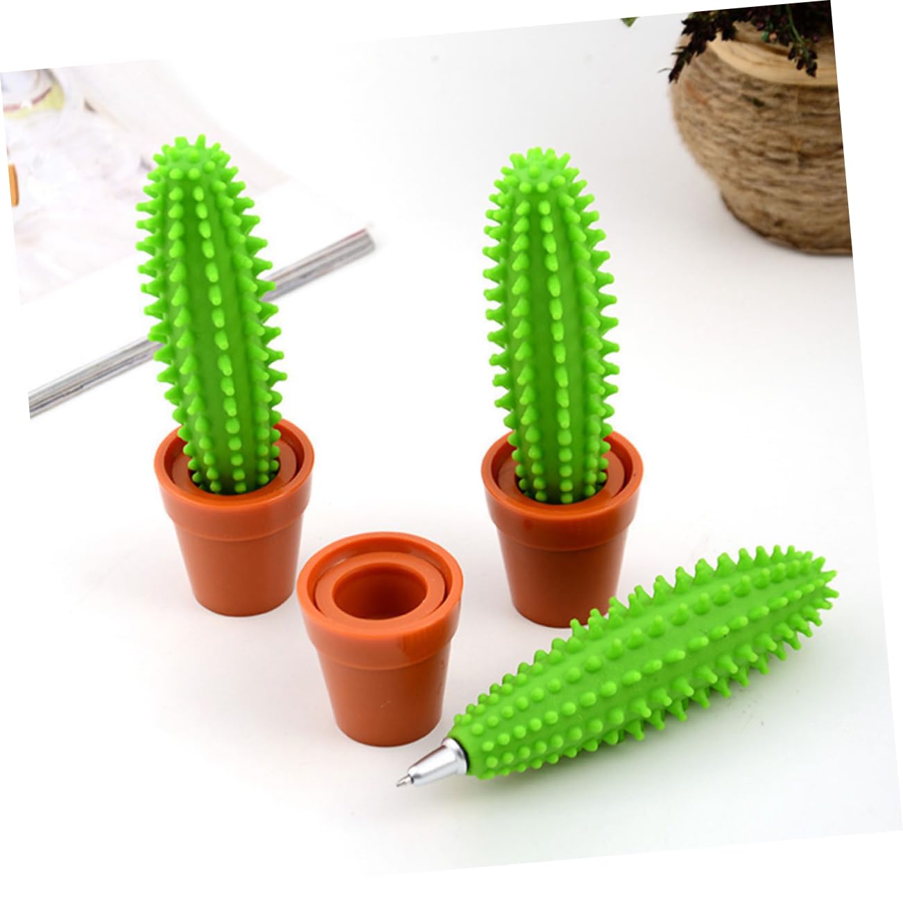 Operitacx Penne a Sfera Cactus Bonsai 5 Pezzi in Plastico, Verde