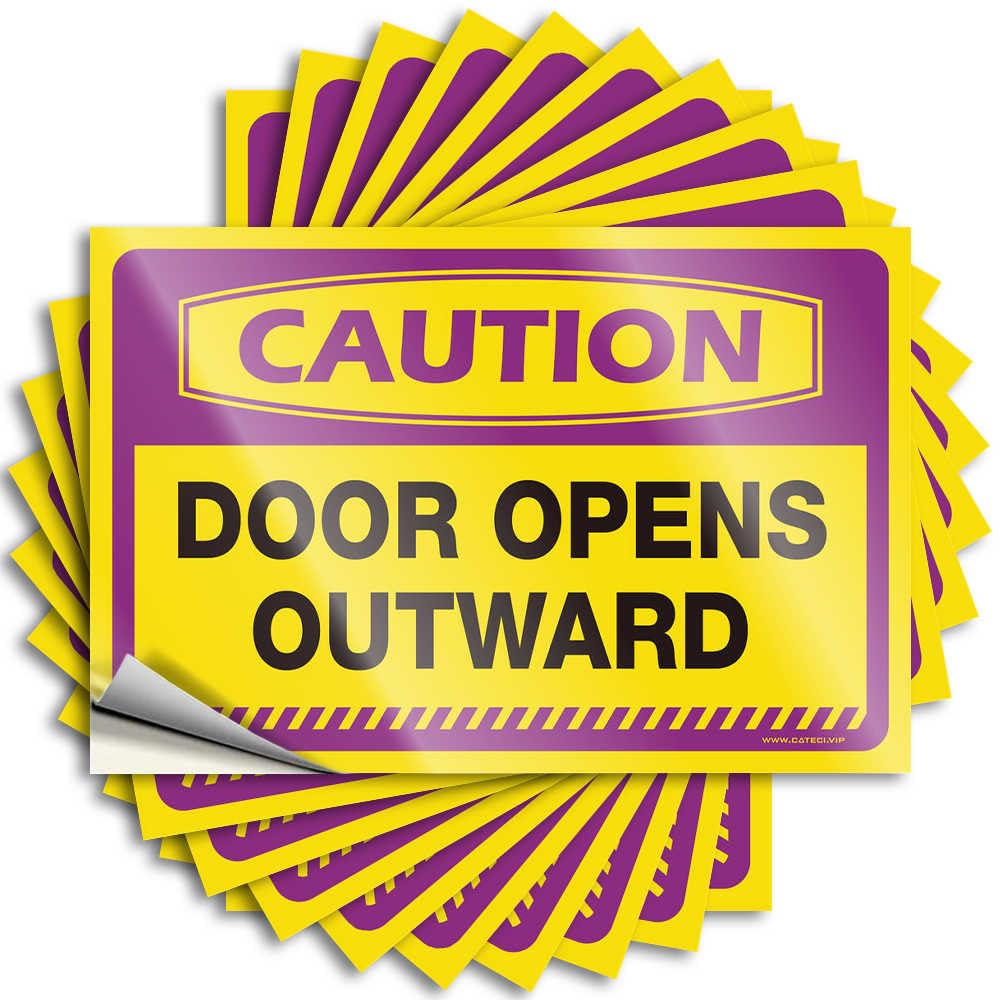 Fzfn Colour Patio Decorations Outdoor, Lettering Sticker Alcohol Hard Caution Door Opens Outward | Vintage Waterproof Vinyl Stickers(6X9cm)