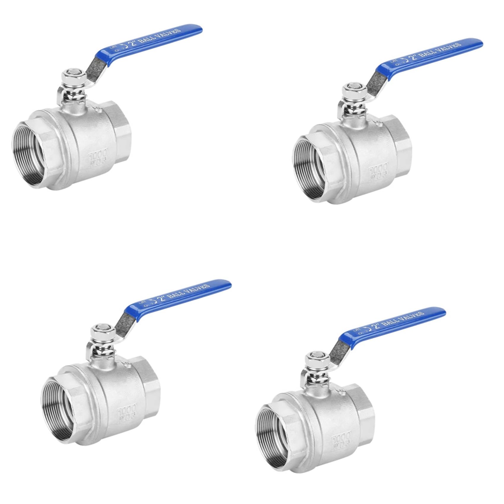 Jnchdghwa Women's Silver& Blue 4X Ball Valve Thread 2 Inch 304 Stainless Steel Full Port Thread Ball Valve 2 Inch Dn50 1000 Wog