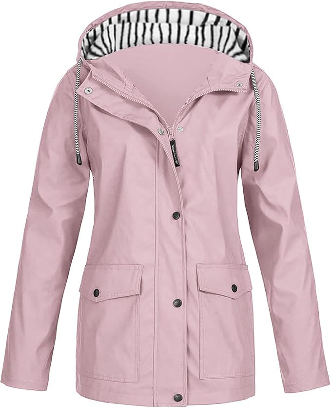 OIOLOYJM Yellow Rain Jacket Womens Waterproof with Hood Light Weight Jackets for Women Casual Fall Winter Plus Size Raincoat