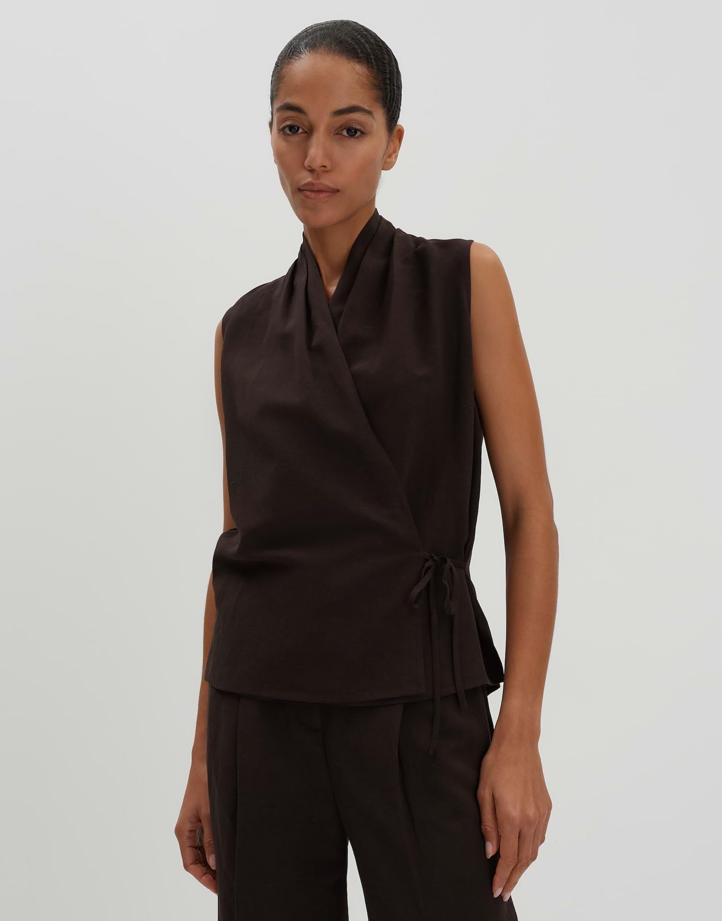 someday Blusa para mujer | Blusa de lino ZIANG en moderno aspecto envolvente