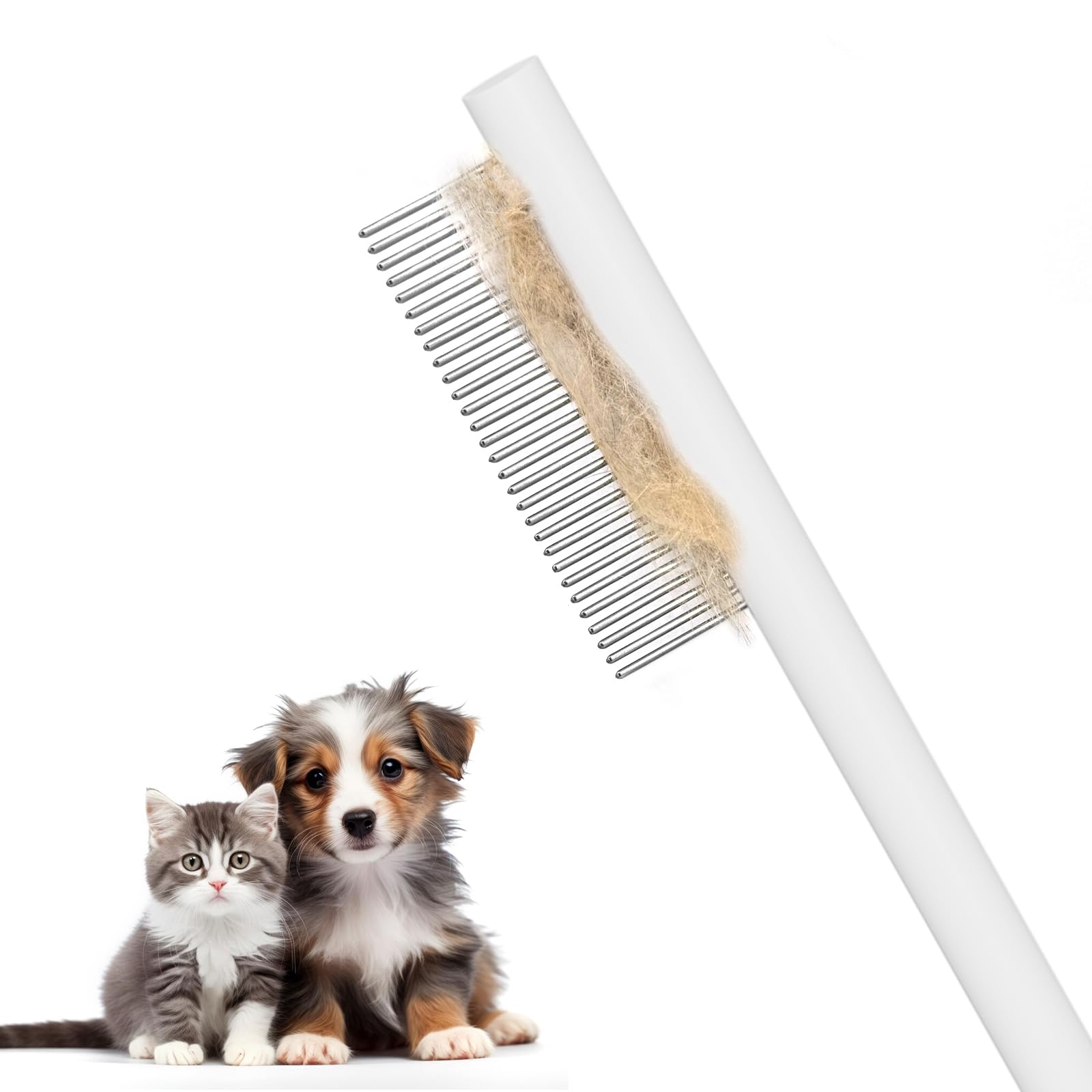 Cat comb dog comb, Pet Comb for Grooming Logh Haired Dog and Cat Comb, Removes and Prevents Matted Fur Brush, Stainless Steel Teeth Grooming Comb for Pet Cleaning Styling Hair
