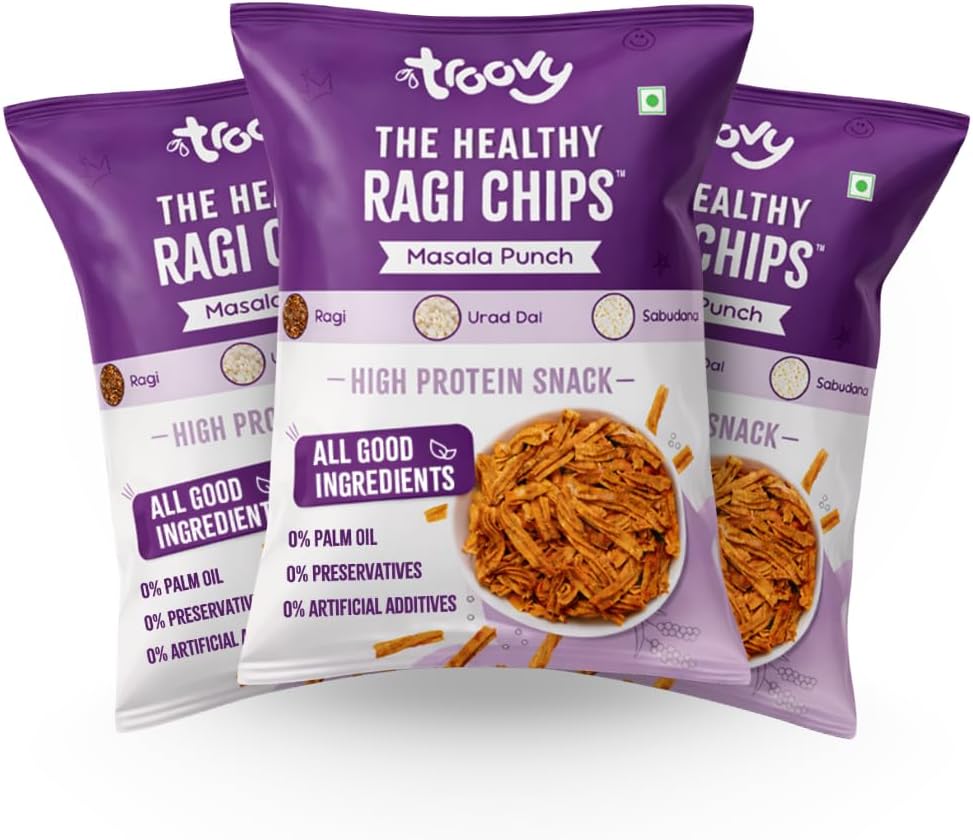 - Troovy Healthy Masala Ragi Chips | Tasty & High Protein Snacks | 30% Of Protein Needs | No Palm Oil, Cholesterol or Trans Fats | 70g (Pack of 3)