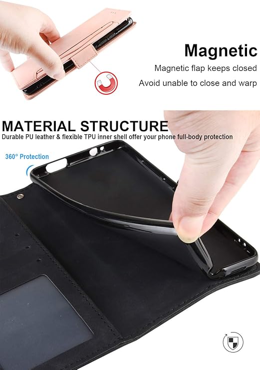 SHIEID Wallet Case for One Plus Ace 6 5G, Flip Multicard Wallet Cover, Cases Wallet PU Leather Phone Suitable for One Plus Ace 6 5G, Black