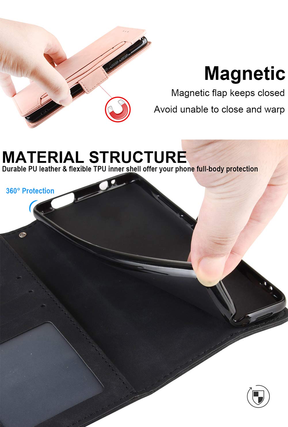 Etui Pour Oppo A9 2020/A5 2020 6.5", Protection Housse En Cuir PU Étui [Magnétique] [Fentes