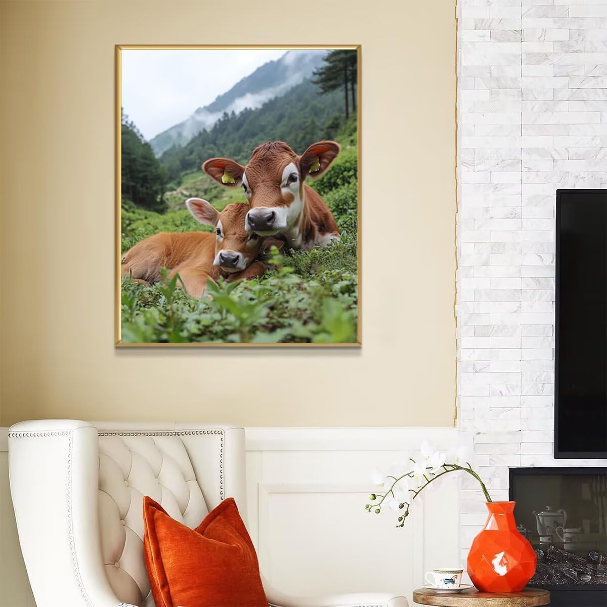 Dipingere con i Numeri Bue, Paint by Numbers Adulti Azienda agricola, Fai da te Creativi Adulti Quadri da Dipingere Numerati Kit per Decorazione Della Parete Casa, Regalo 100x135cm Senza Cornice 23-B