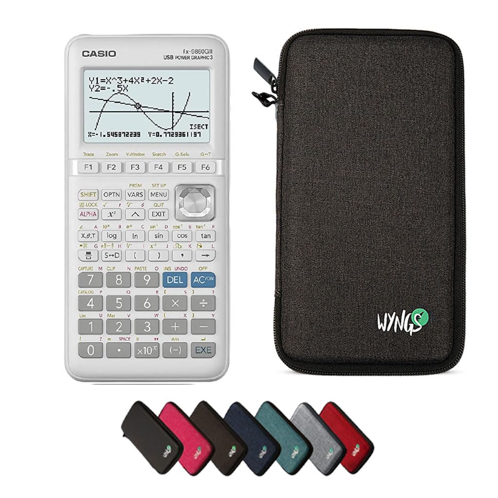 Casio fx-9860GIII inkl. WYNGS Schutztasche Dunkelgrau - Grafikrechner - Basic Set