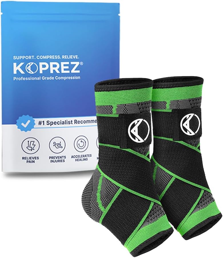 KoprezAnkle Compression Sleeve | Ankle Brace For Plantar Fasciitis, Sprains, Achilles Tendinitis, Tendonitis, Running | Ankle Wrap Support For Men & Women