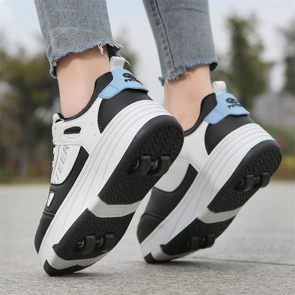 Dziewczęce buty na kółkach dla chłopców buty do deskorolki dla dzieci 2 w 1 wielofunkcyjne buty na rolkach buty na rolkach buty damskie, Rolka S11, 35 EU