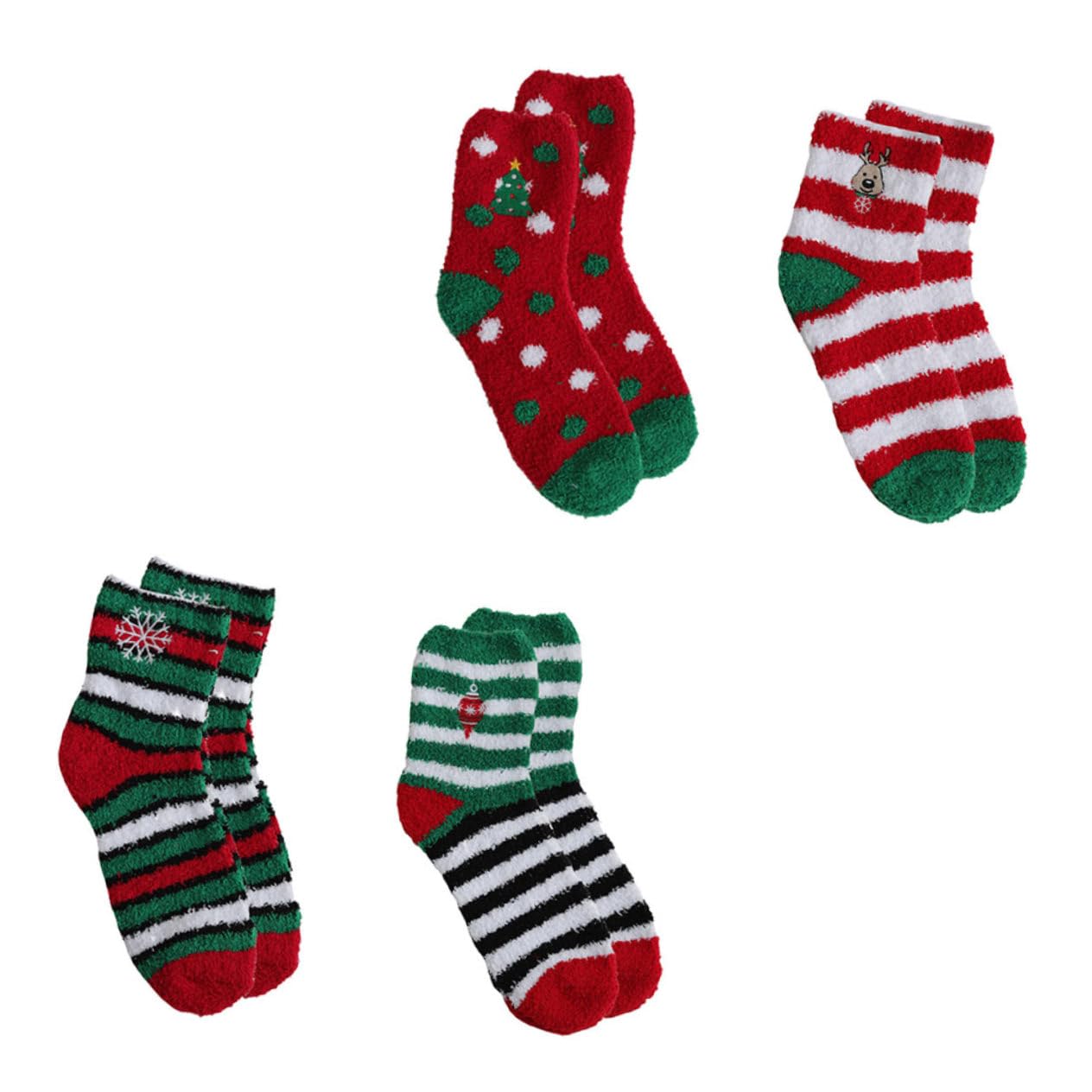 Abaodam 4pairs Coral Fleece Warm Sleep Socks for Winter Thicken Cozy Stockings Christmas Designs for Cold Protection for