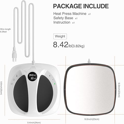 Miniatura 25 de Xinart Small Heat Press with Display (285℉ to 400℉) 7"x3.8" Mini Heat Press Machine for T-Shirts, 4 Levels Temp Settings Portable Heat Press Iron