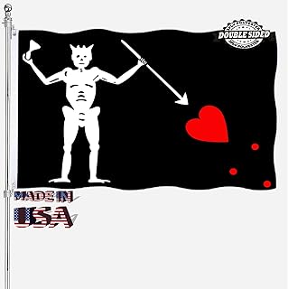 Black Beard Flags 3x5 Double Sided Edward Teach Flags Outdoor Heavy Duty Blackbeard Flag 3 Ply Thick Nylon Material with 2 Metal Grommets, 4 Rows of Stitching