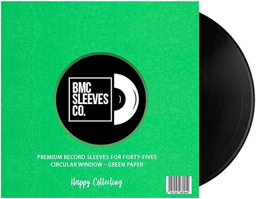 BMC 50 - Fundas interiores de disco de vinilo para 7 pulgadas, 45 RPM EP  Fundas de papel verde para almacenamiento premium  Calidad de archivo