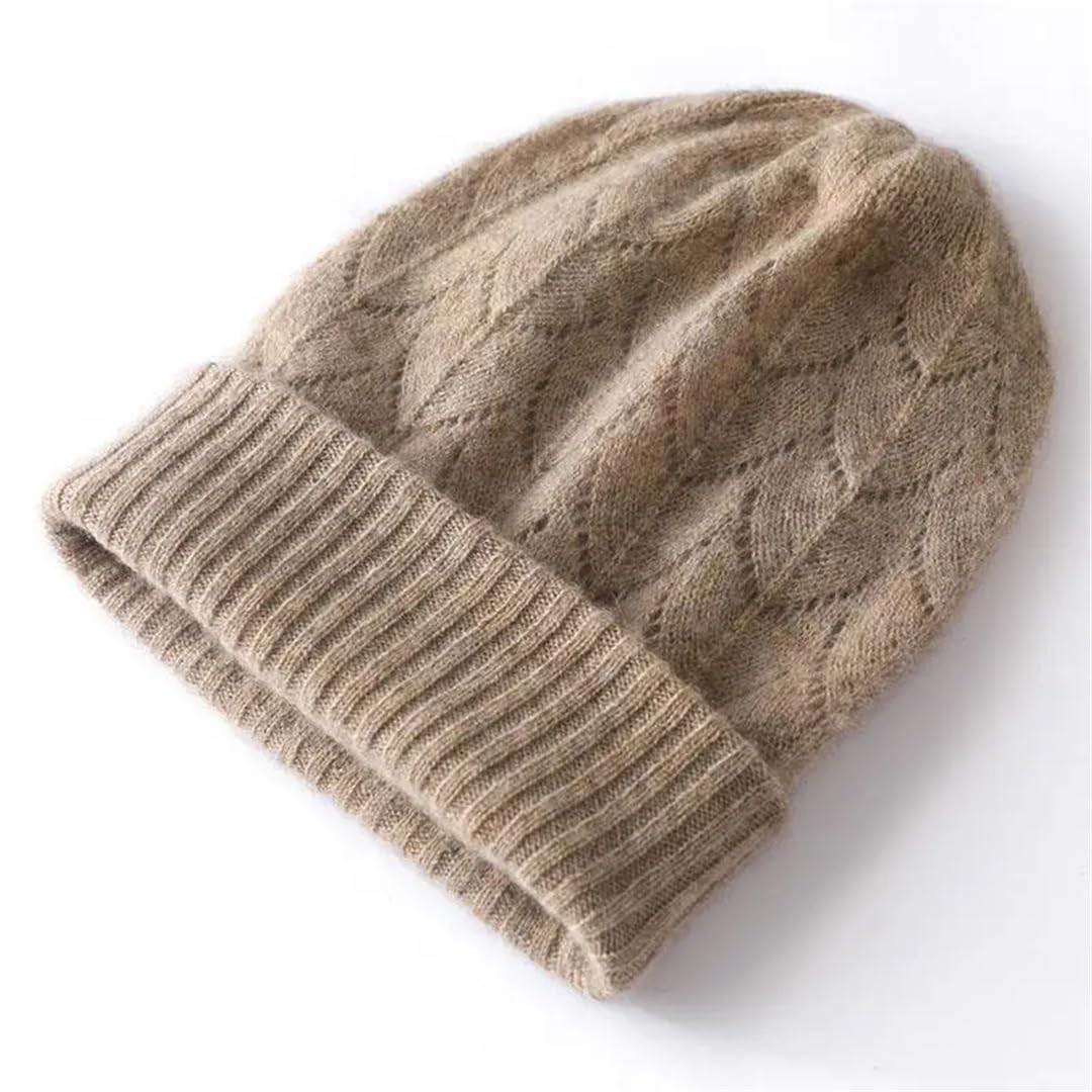 Czapki zimowe damskie kaszmirowe dzianinowe żakardowe czapki Outdoor Keep Warm (beżowe, jeden rozmiar)