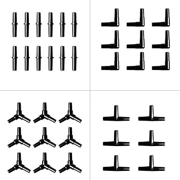 BornFeel Aquarium Airline Tubing Connectors I T L Y 40pcs Fish Tank Air Tube Adapters for 3/16 ' Air Line Hose (Black)