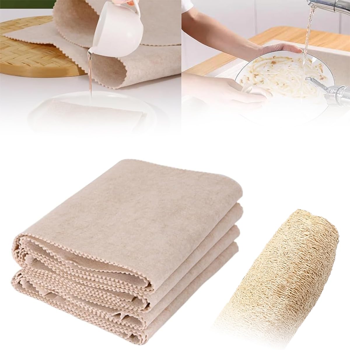 Supvox® Loofah Cleaning Cloth, 10Pcs Absorbent Oil-Free Loofah Dishwashing Cloth, Natural Fiber Kitchen Cleaning Rags, Versatile & Water Absorbent, Perfect for Diverse Cleaning Tasks, 27x30cm (B0CXSPLN9F) Amazon Price History, Amazon Price Tracker