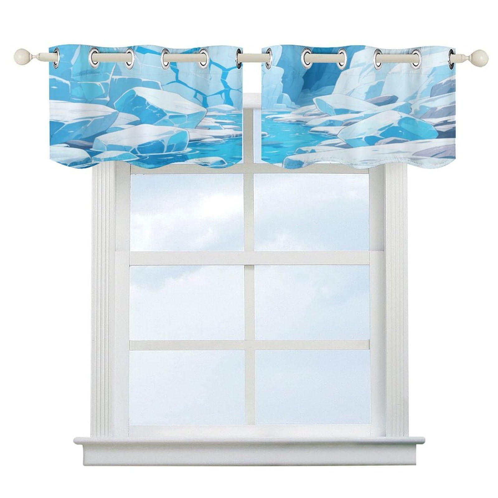 Fekiloot Style Glacier Canyon Short Curtains Valance Curtain