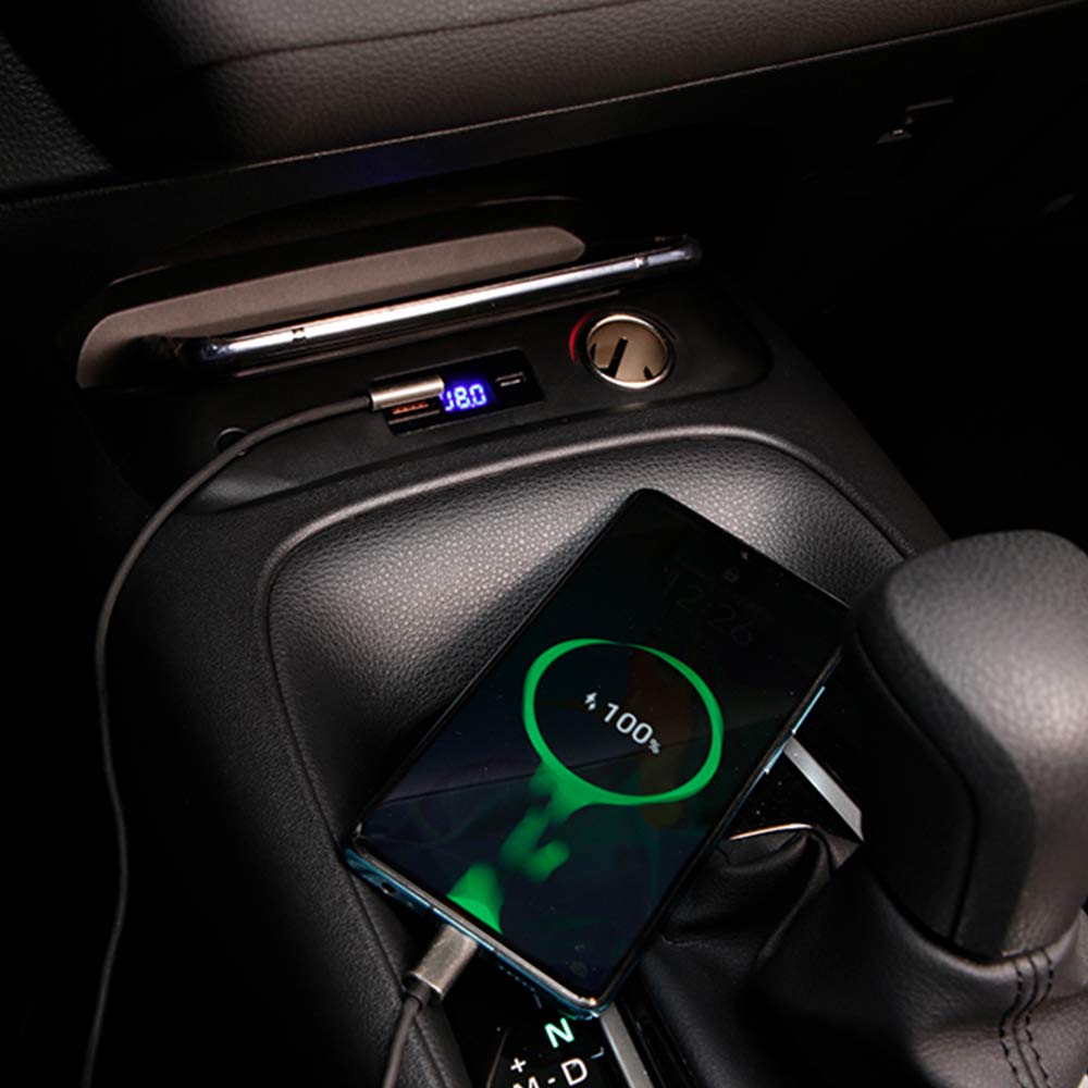 Cargador Inalámbrico Coche para Toyota Corolla 2019 2020 2021 Consola Central Accesorios Panel, 15W Carga Rápida Auto Teléfono Cargador Almohadilla con Puerto USB de QC3.0 y 18W Puerto PD