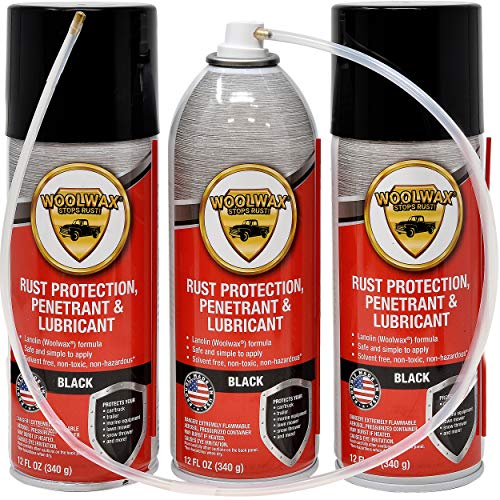woolwax 12 Oz Undercoating Protection Aerosol Spray Can Black 3 Pack, Rust Inhibitor and
