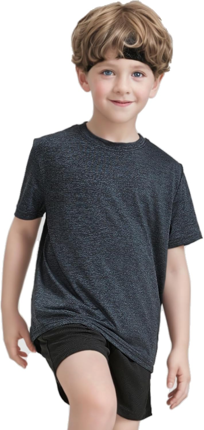 5 Pack Boys Athletic T-Shirt Kids Performance Quick Dry Short Sleeve for Youth - Image 2