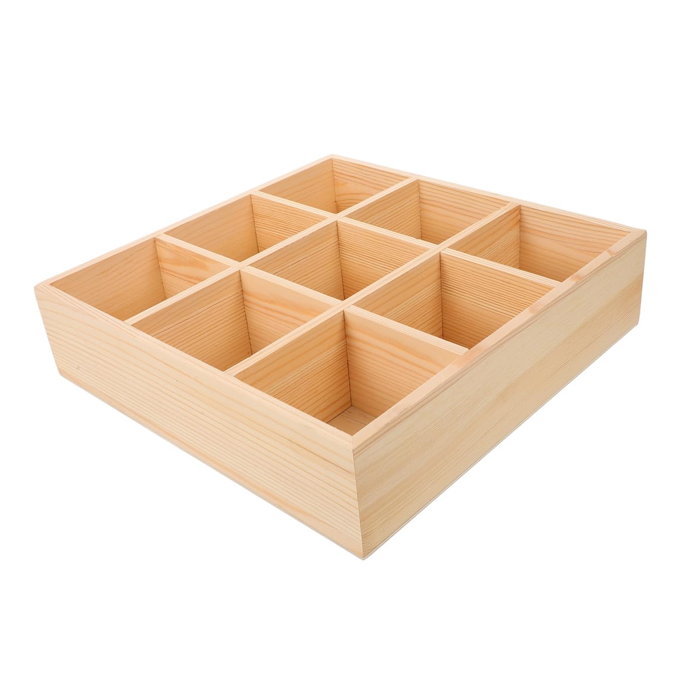 jojofuny Teebox aus Holz mit 9 Fächern Teebeutelhalter und Zuckerpäckchen Aufbewahrungsbox Multifunktionaler Küchenorganizer für Kaffee und Snacks