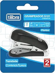 Tilibra - Grampeador 12 Folhas Mini com Extrator G101 Preto - 1 un