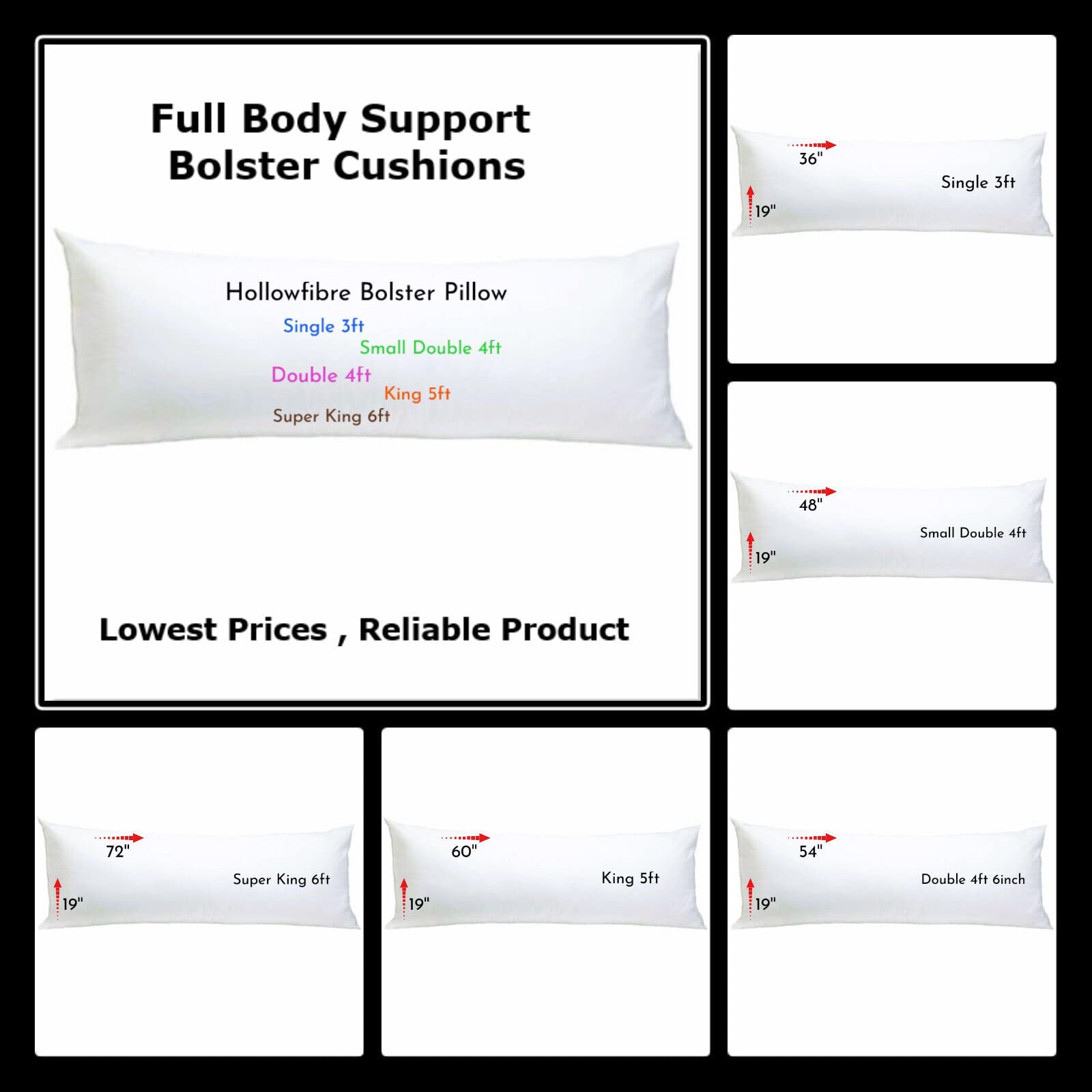 ARLINENS Virgin Extra filled Hollow fibre Bolster Pillows for Maternity Nursing Back and Neck Support (Single 3ft)