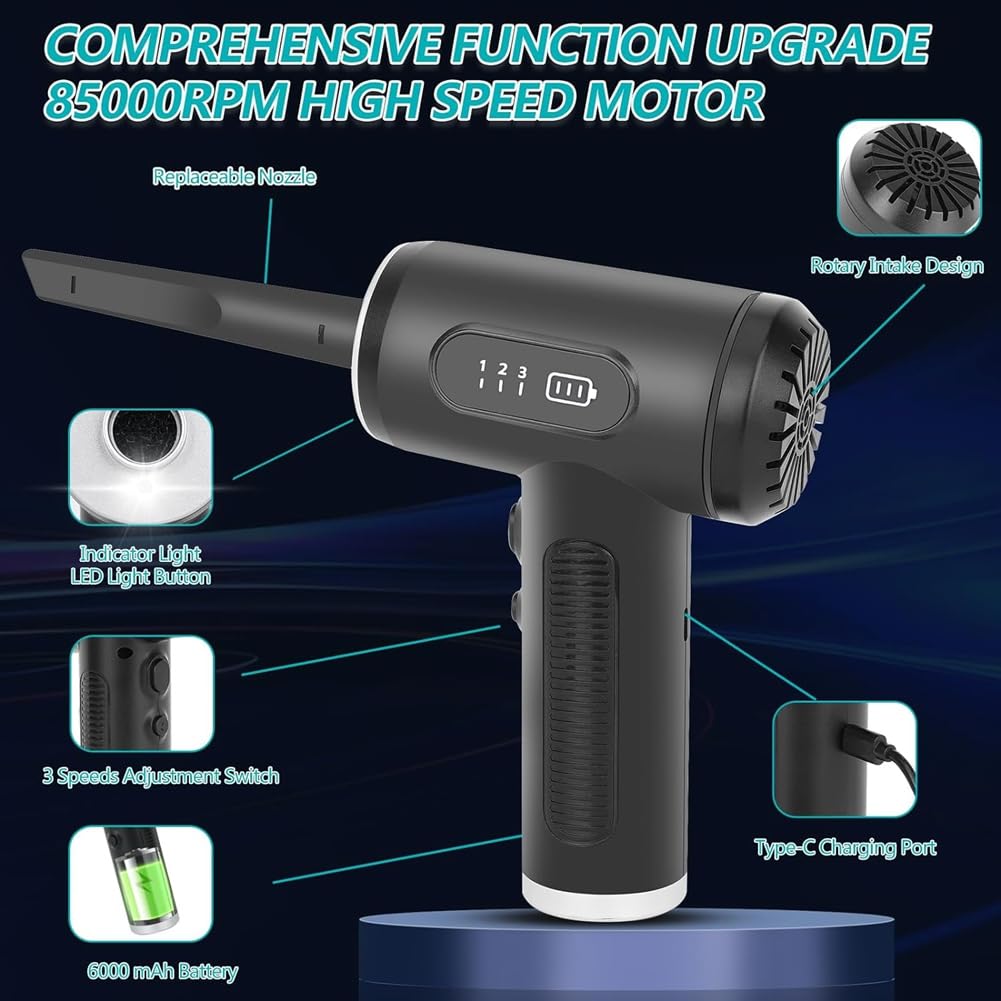 Druckluftreiniger LED-Beleuchtung Display Ergonomie