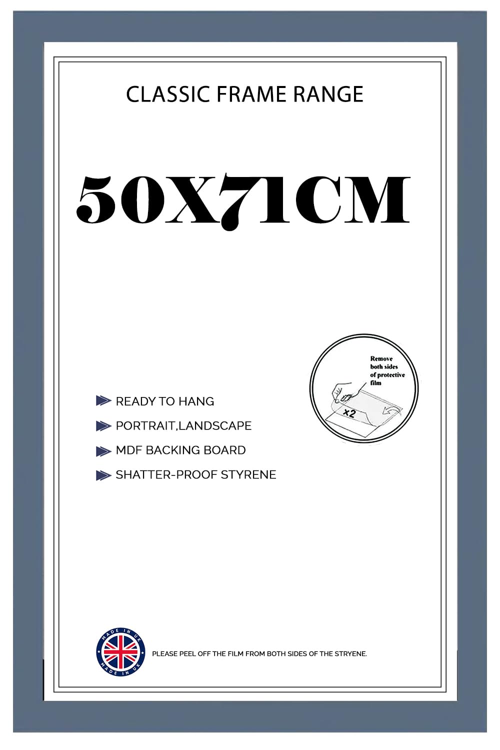 Modern Wide Poster Frame 50x71cm MDF HD Clear Front Jigsaw Puzzle Portrait or Landscape Dark Grey