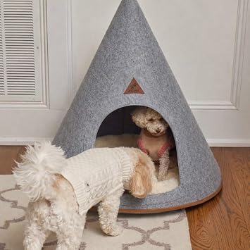 BEYLİNİ Kedi Evi Köpek Çadırı Katlanabilir Taşınabilir Demonte Kolay Kurulum Şık Dizayn Yaz Kış Isı Yalıtımı Minder ve Çantalı Pet Hayvan Genel Kullanım Medium Boy 45x45x50 Cm Gri