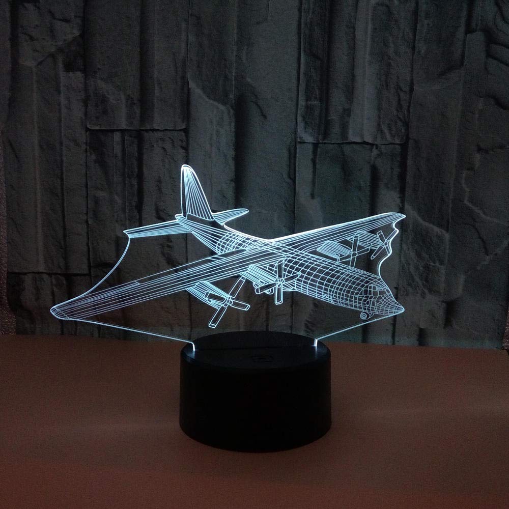 SUPERRUIDALONG Luci notturne a 16 colori con telecomando a forma di aeromobile 3D, lampada da comodino a LED in acrilico, per camera da letto, camera da letto, decorazione per bambini, regalo di