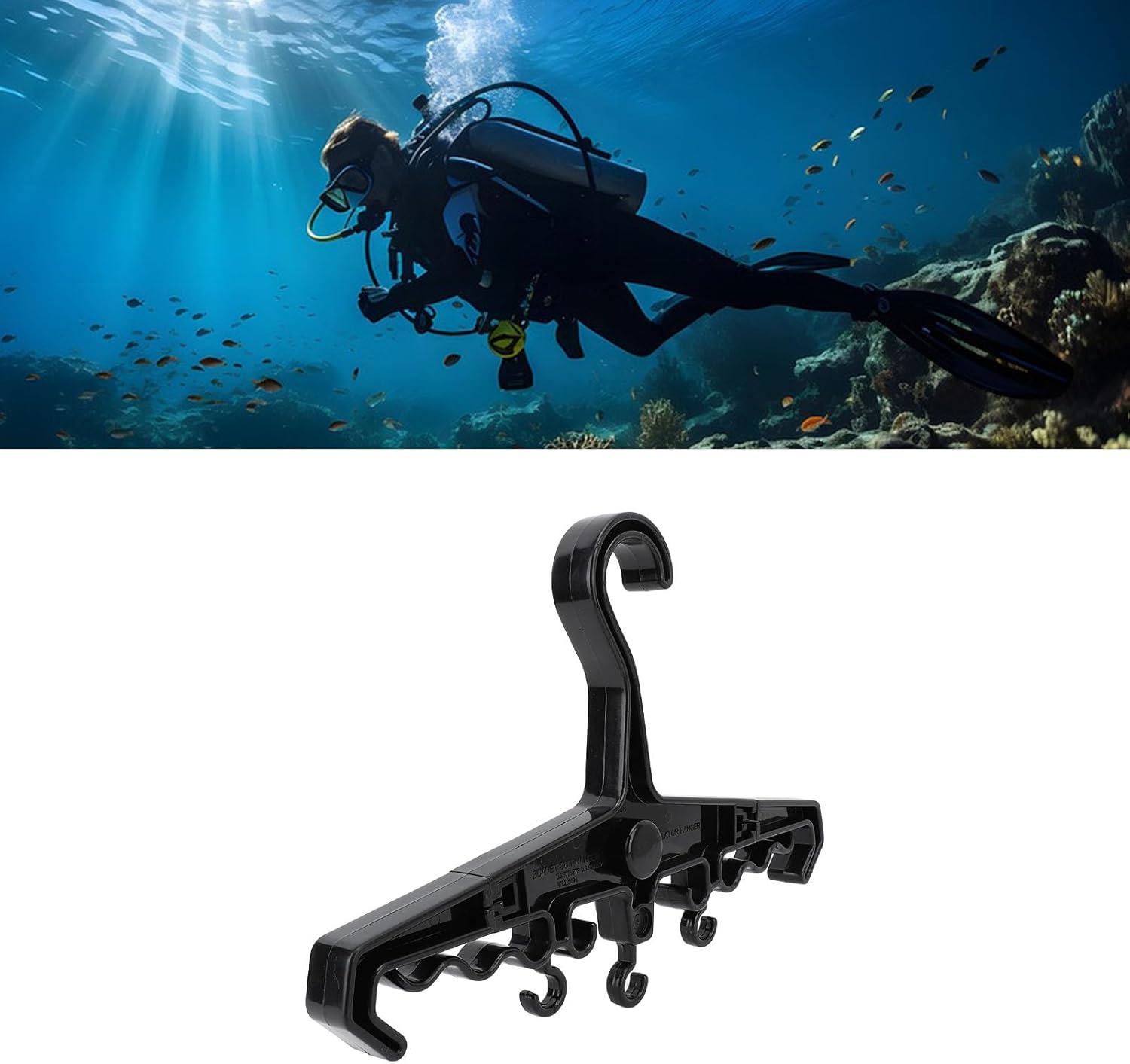 Hanger, Scuba Hanger, BC Regulator Hanger, Anti Slip, with Ergonomic Design, Multipurpose Heavy Duty Hanger, Portable Diving Gear for Travel Water Sports (Black)