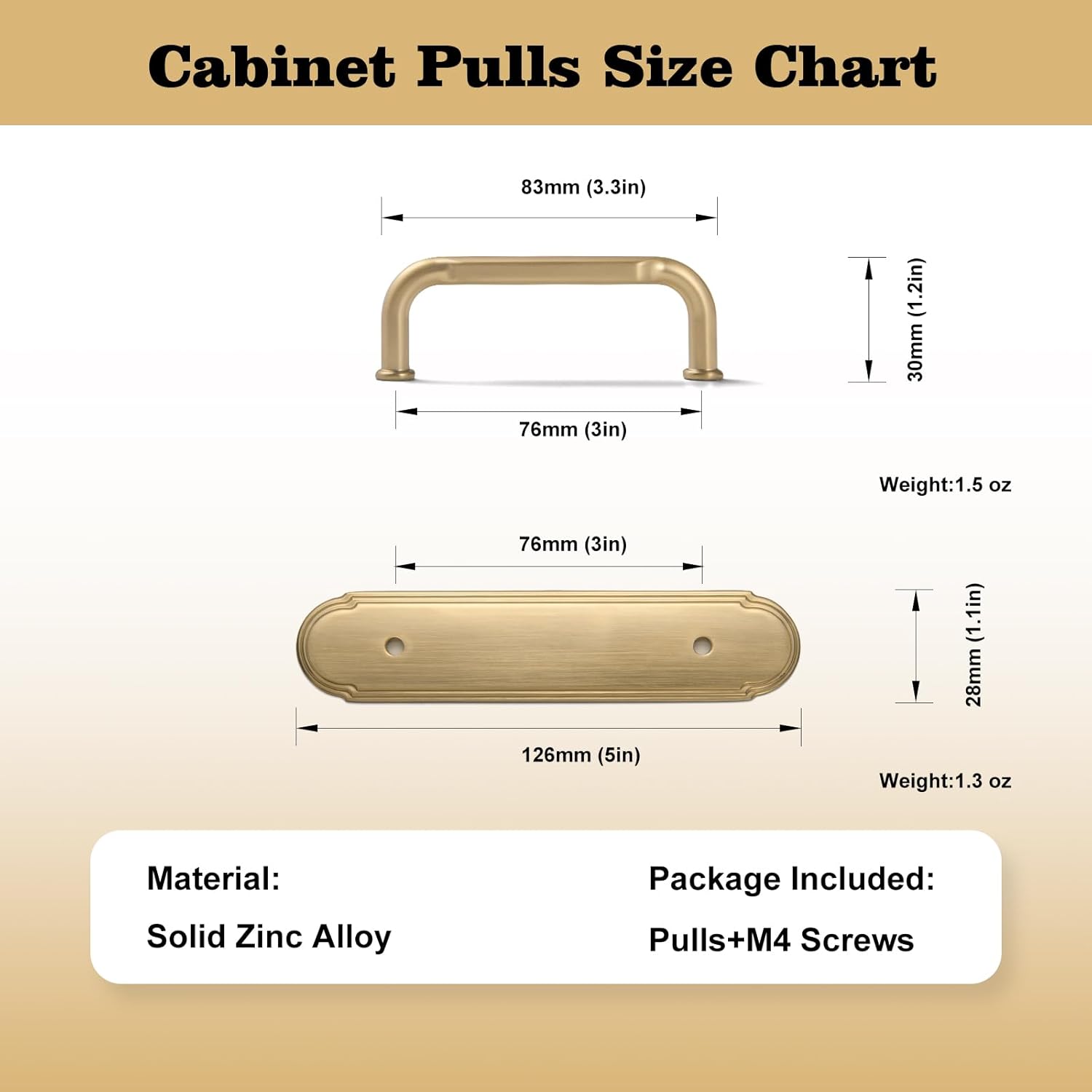 Goo-Ki 2 Pack Champagne Bronze Zinc Alloy Cabinet Pulls with Backplate - 3 Inch Hole Centers Kitchen Cabinet Pulls Hardware with Spacer,2202-UBR-76-G014-2