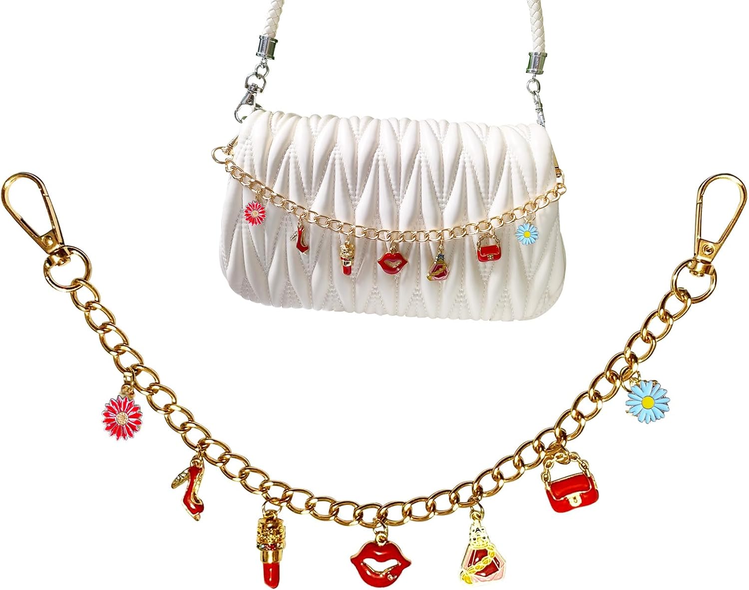 Bag Charms for Handbags,Purse Charms, Bag Charm Chain,Seashell Purse Beach Keychain