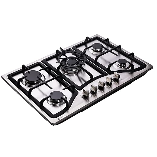 Deli-kit® 30 Inch Gas Cooktops Dual Fuel Sealed 5 Burners Stainless Steel Gas Cooktop Drop-In Gas Hob DK257-A10 Gas Cooker