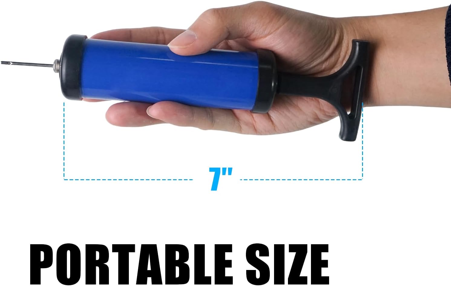Luwint Ball Pump Manual Portable - Hand Blower Air Pumper for Soccer Basketball Volleyball Balloon, Sport Balls Inflator Pumping with 2 Needles 2 Nozzle 1 Extension Hose
