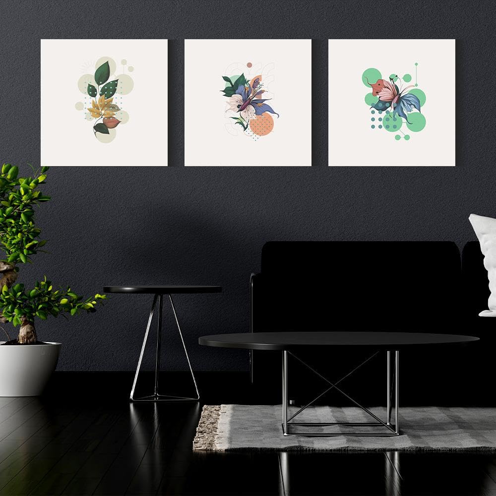 Wakefit Wall Painting, Butterfly Ballet Canvas Wall Art, Wooden Framed Butterfly Ballet,Painting for Wall decoration, Wall Painting for Living Room, Modern Home Decor, Set of 3, (15X15 Inch)