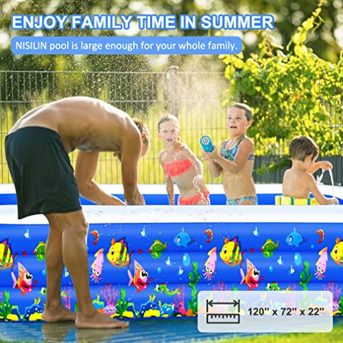 Inflatable Swimming Pool For Kids,Kiddie Pool For Backyards,120’’ X72’’ X22’’ Dogs Pet Bathing Tub Family Lounge Pools,Portable Outside Swimming Pool For Kids, Adults, Babies, Toddlers #TOP4